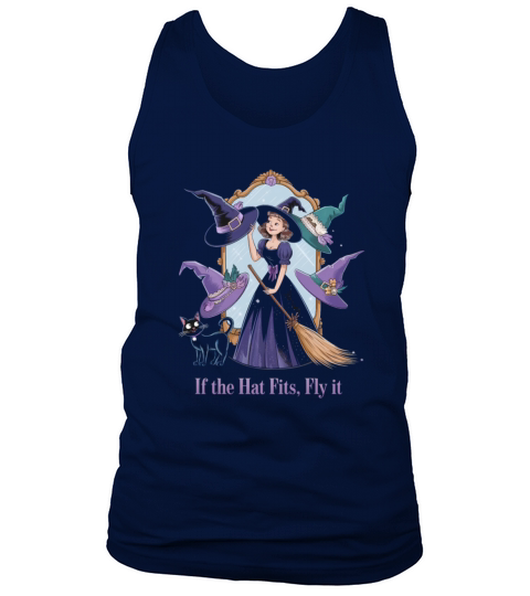 Enchanting Witch with Magical Hats Cat and Broom Tank Top Unisex