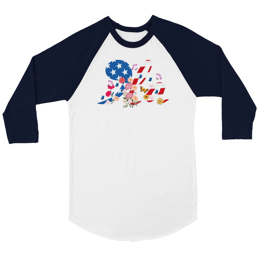 Retro Comma la Floral Kamala Flowers Boho Unisex ¾ sleeve Raglan T-shirt