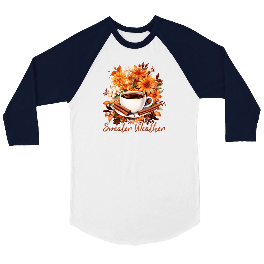 Sweater Weather - Sunflower - Pumpkin Spice Latte Unisex ¾ sleeve Raglan T-shirt
