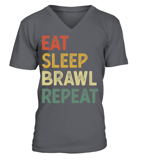 Eat Sleep Brawl Repeat Funny Video Gamer Gaming V-Neck T-shirt