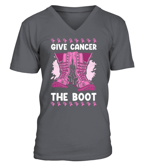 Give Cancer The Boot Breast Cancer V-Neck T-shirt