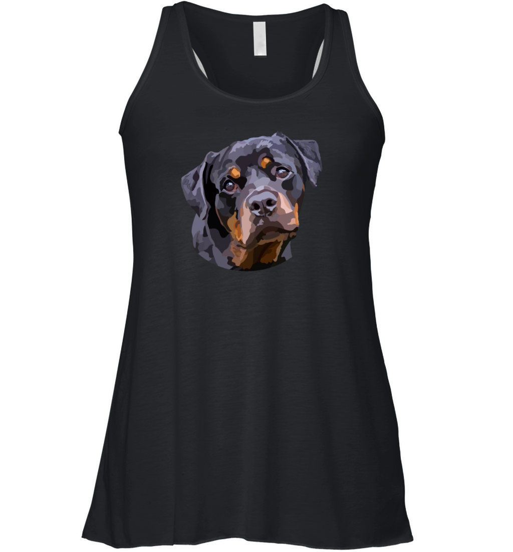 Rottweiler Hand Drawn Digital Art Portrait Women's Flowy Tank Top