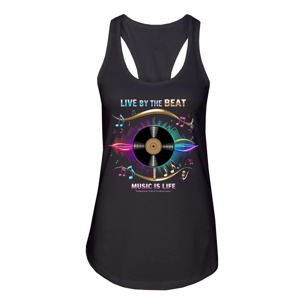 Live by the house Music Is Life Women's Racerback Tank