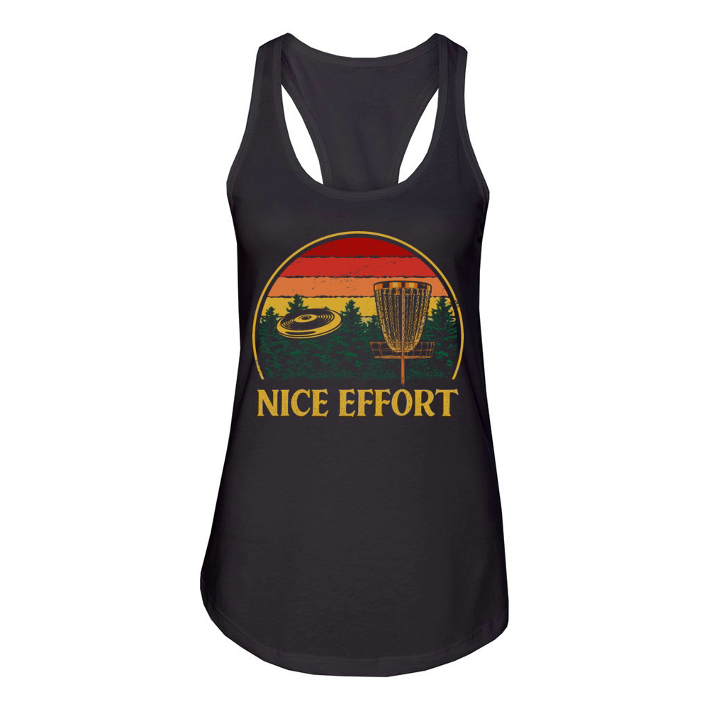 Nice Effort Funny Disc Golf Humor Golfer Sarcastic Women's Racerback Tank