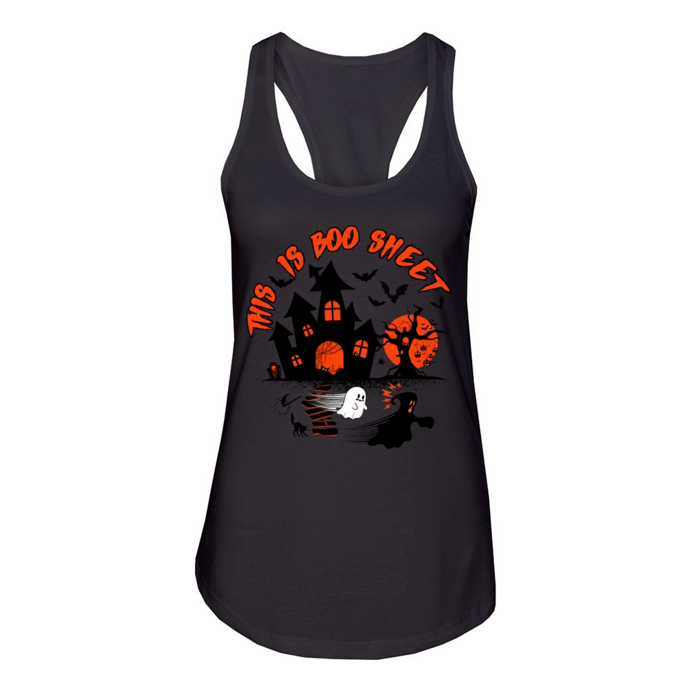 This Is Boo Sheet Funny Halloween retro Vintage Gh Women's Racerback Tank