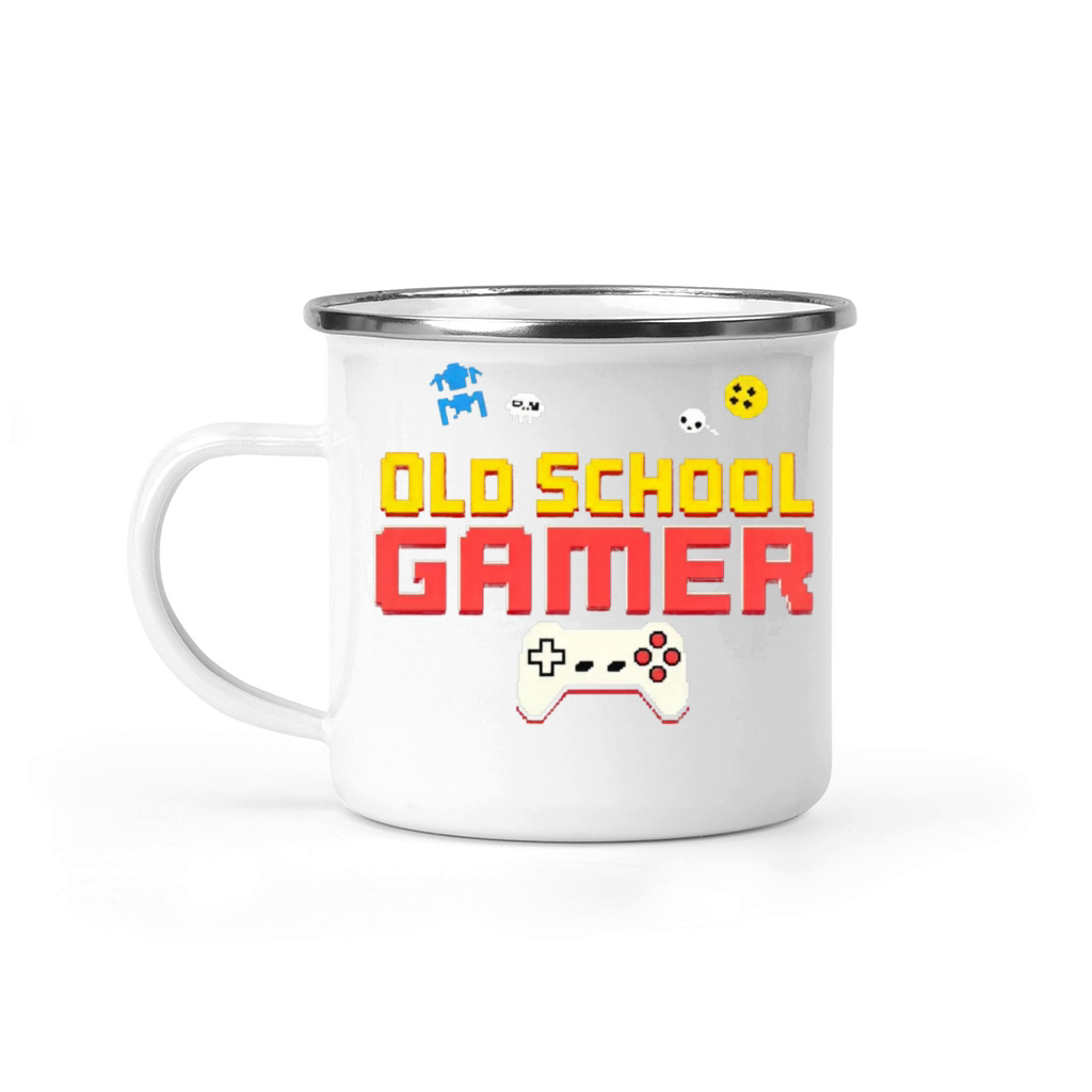Old School Gamer Retro Gaming Motif 2 Camping Mug
