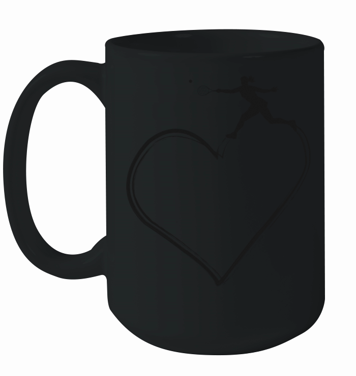Funny Tennis Player Racket Heart Ceramic Mug