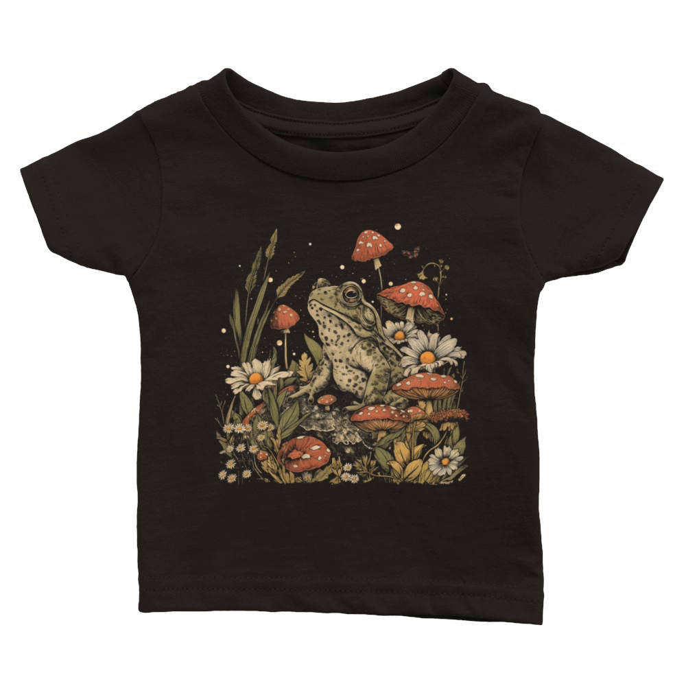 Cottagecore Aesthetic Frog Mushroom Vintage Goblin Classic Baby Crewneck T-shirt