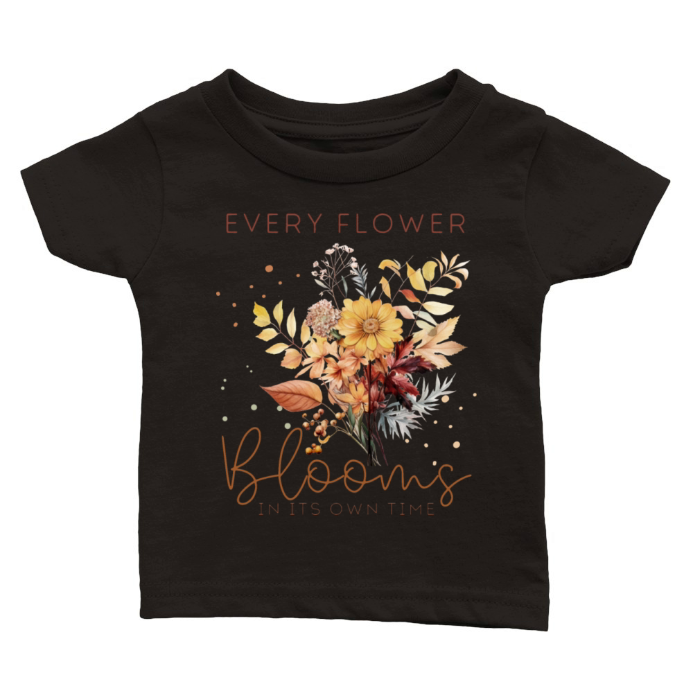 Watercolor Autumn Flowers and Quote Classic Baby Crewneck T-shirt