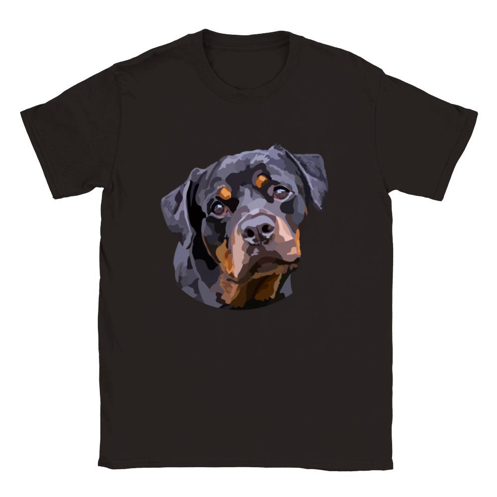 Rottweiler Hand Drawn Digital Art Portrait Classic Kids Crewneck T-shirt