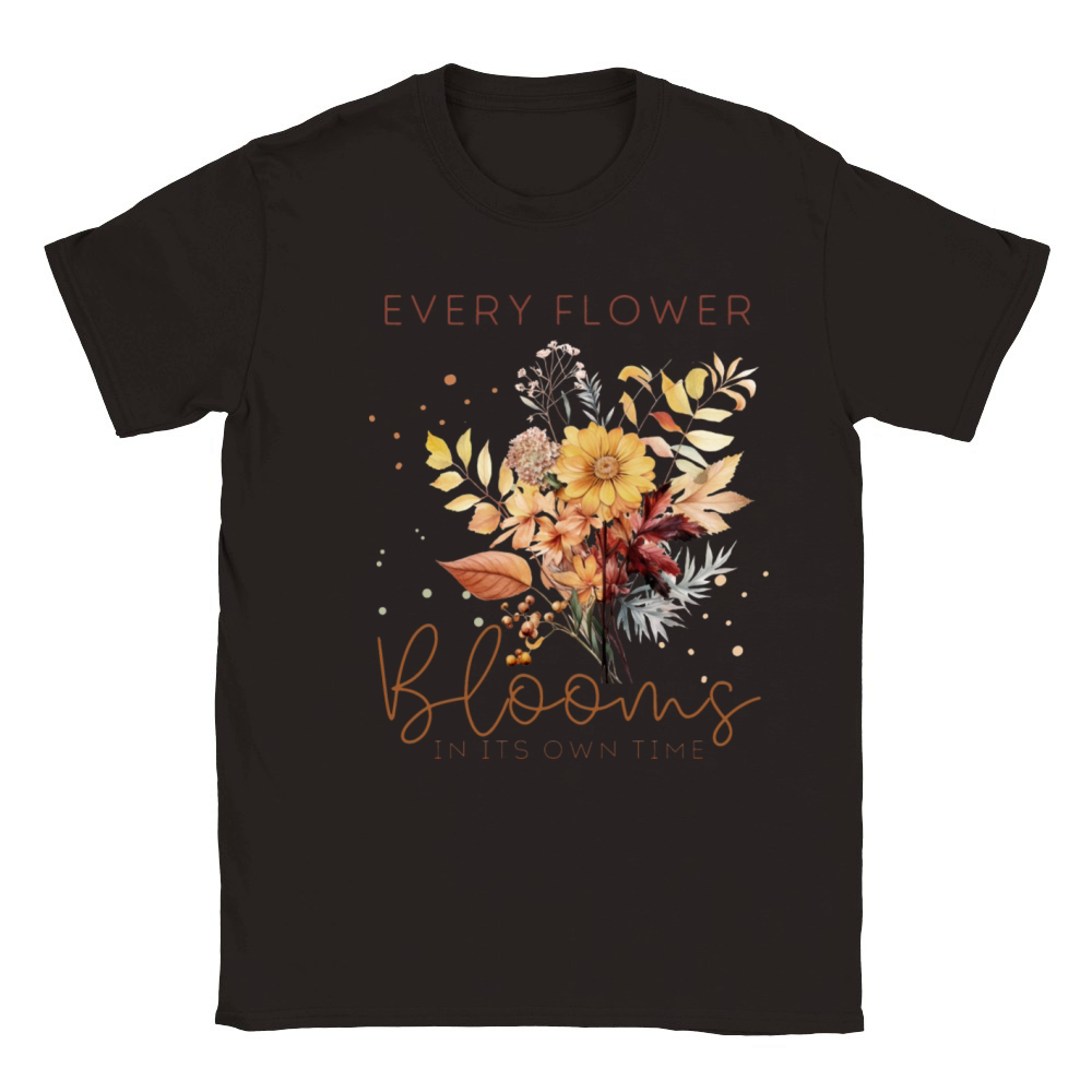 Watercolor Autumn Flowers and Quote Classic Kids Crewneck T-shirt