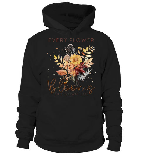 Watercolor Autumn Flowers and Quote Hoodie Unisex