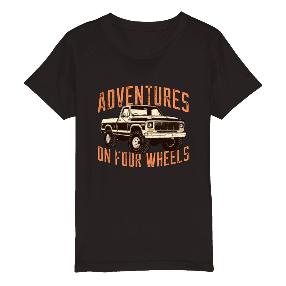 Pickup Truck Adventures On Four Wheels Trucker Organic Kids Crewneck T-shirt