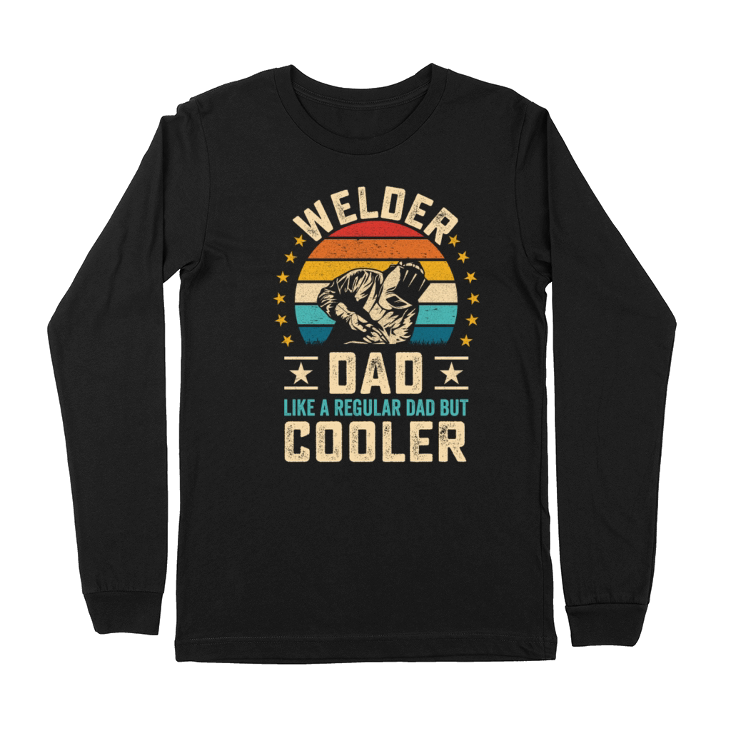 Cool welder dad quote with retro sunset welding Premium Long Sleeve