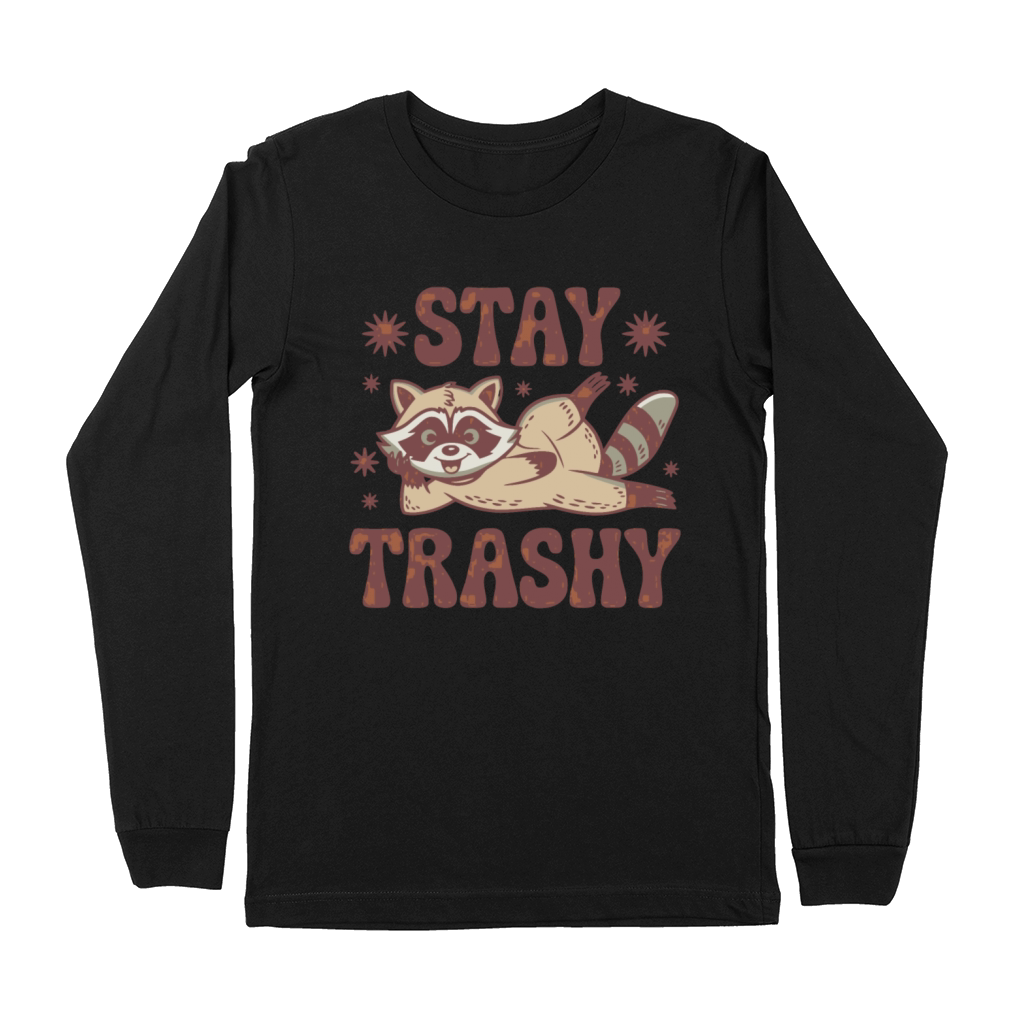 Stay Trashy - Retro Raccoon Meme Premium Long Sleeve