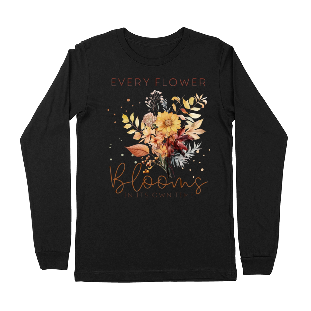 Watercolor Autumn Flowers and Quote Premium Long Sleeve