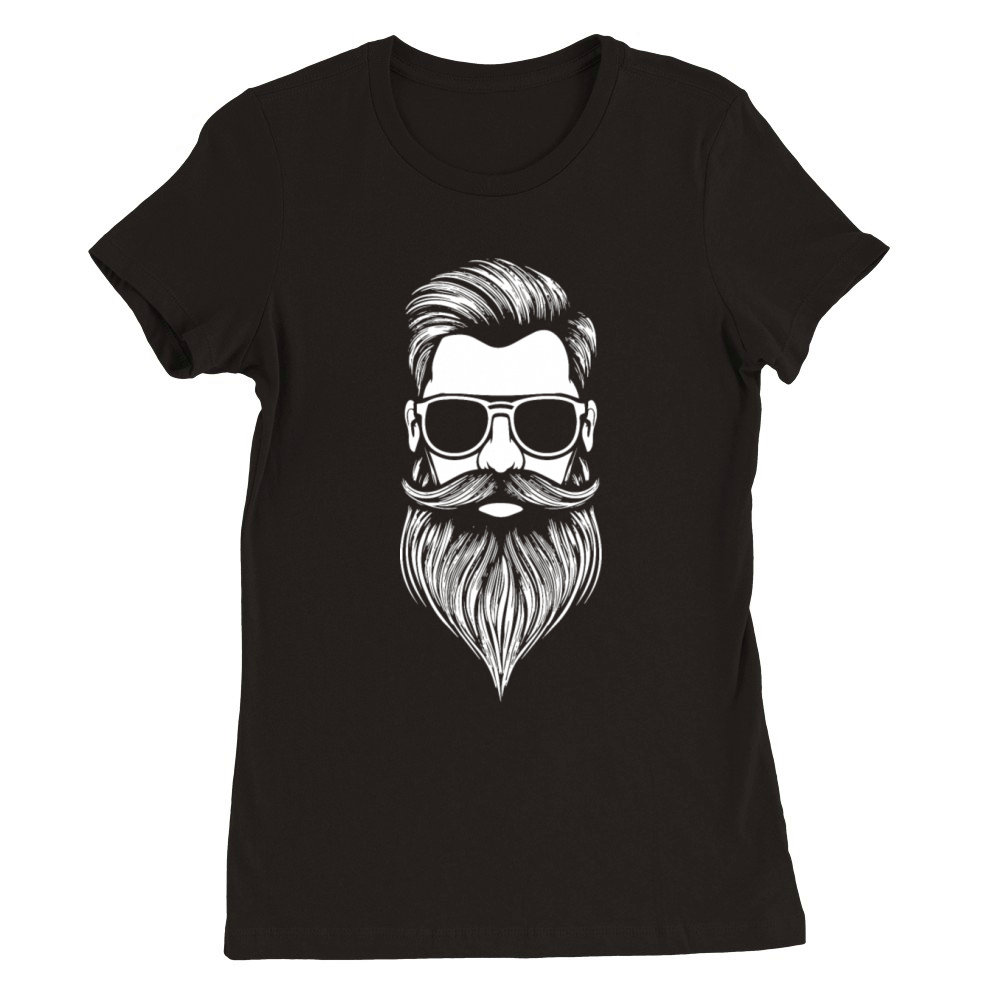 a Bearded and mustachioed mans face Premium Womens Crewneck T-shirt