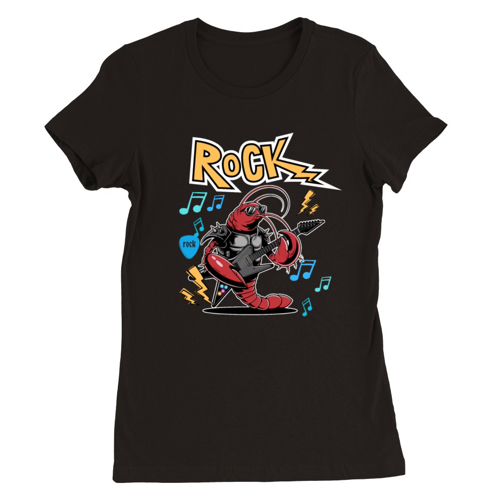 Vintage Lobster Rocker on Guitar Premium Womens Crewneck T-shirt