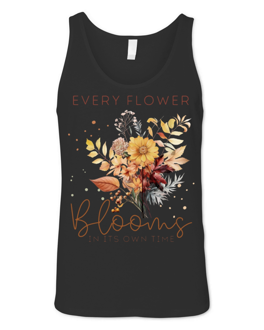Watercolor Autumn Flowers and Quote Unisex Jersey Tank