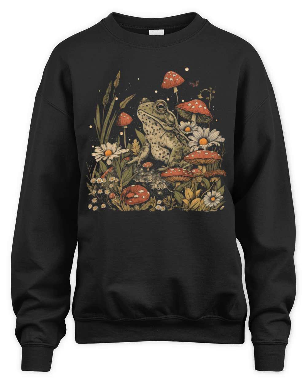 Cottagecore Aesthetic Frog Mushroom Vintage Goblin Unisex Premium Crewneck Sweatshirt