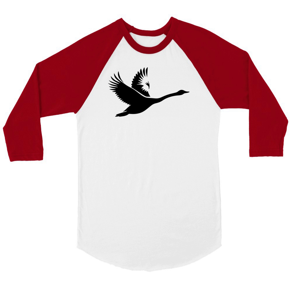 Elegant Flying Mute Swan Unisex ¾ sleeve Raglan T-shirt