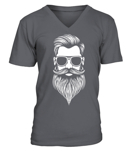 a Bearded and mustachioed mans face V-Neck T-shirt