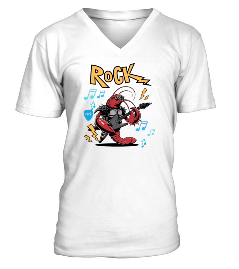 Vintage Lobster Rocker on Guitar V-Neck T-shirt