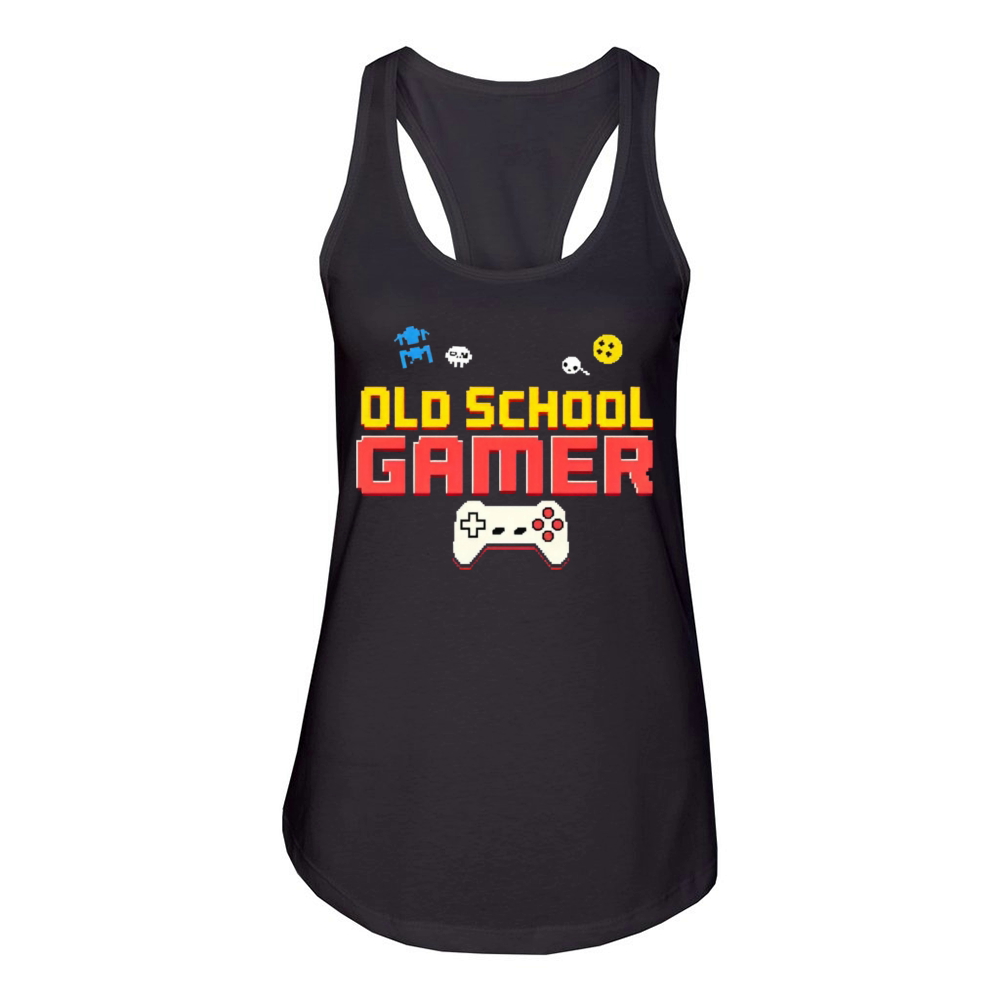 Old School Gamer Retro Gaming Motif 2 Women's Racerback Tank