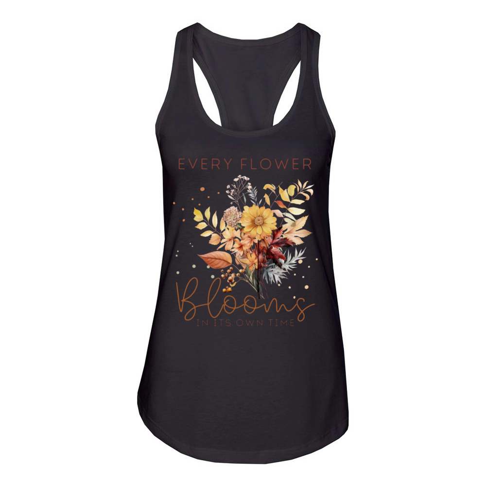 Watercolor Autumn Flowers and Quote Women's Racerback Tank