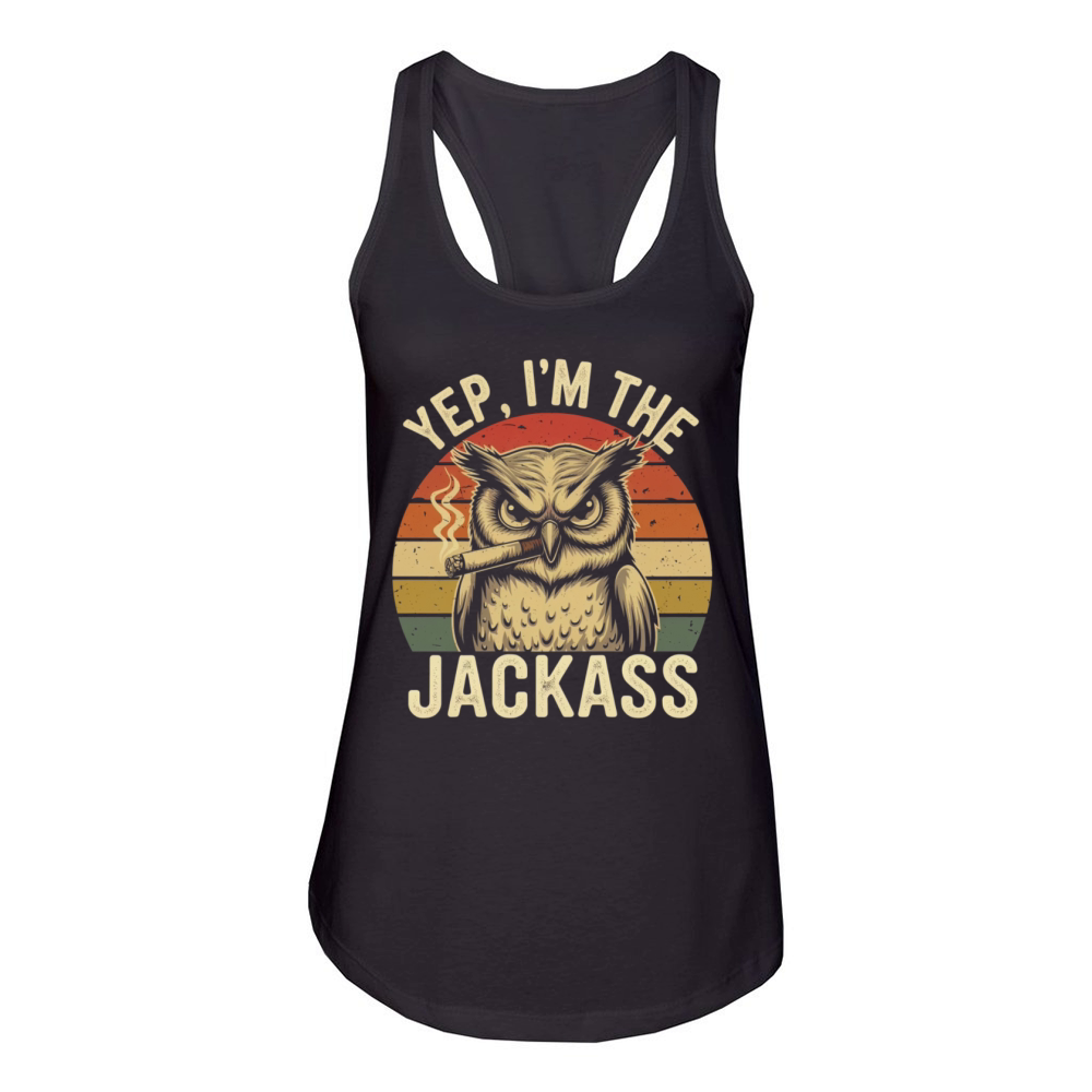 Yep I m The Jackass Funny Vintage Halloween OWL Women's Racerback Tank