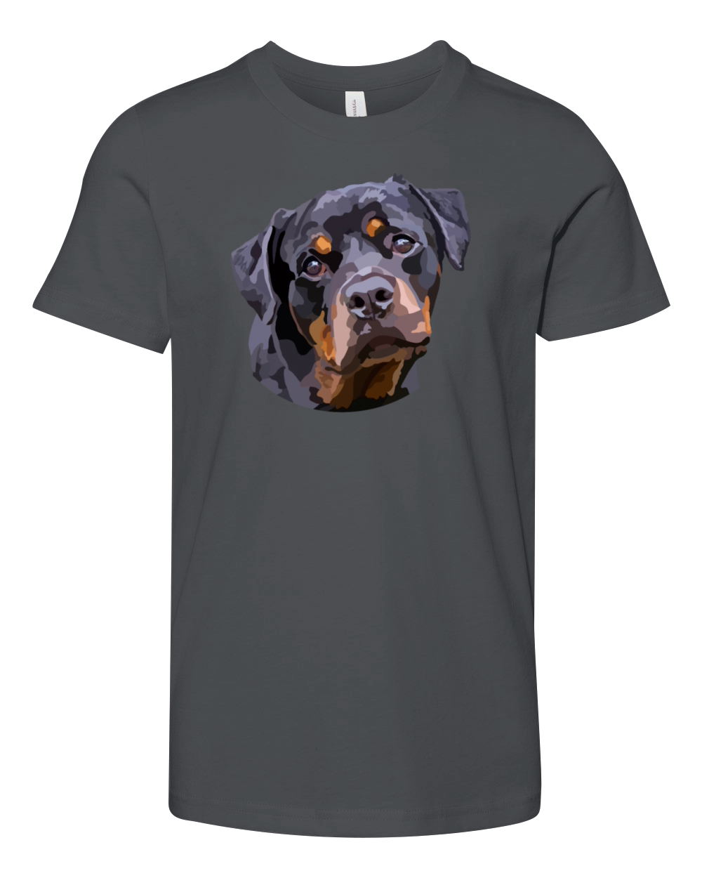 Rottweiler Hand Drawn Digital Art Portrait Youth Unisex Jersey Tee