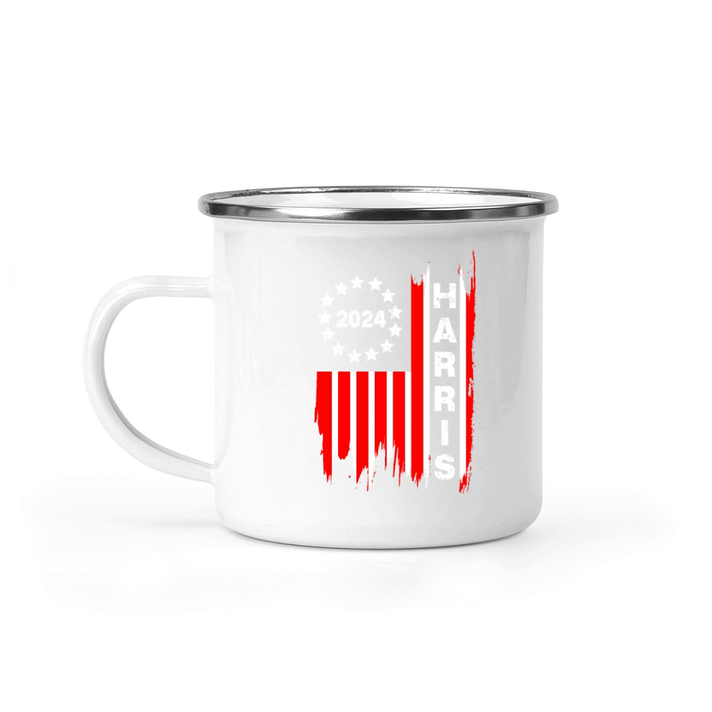 Kamala Harris 2024 PNG Vintage Us Flag Camping Mug