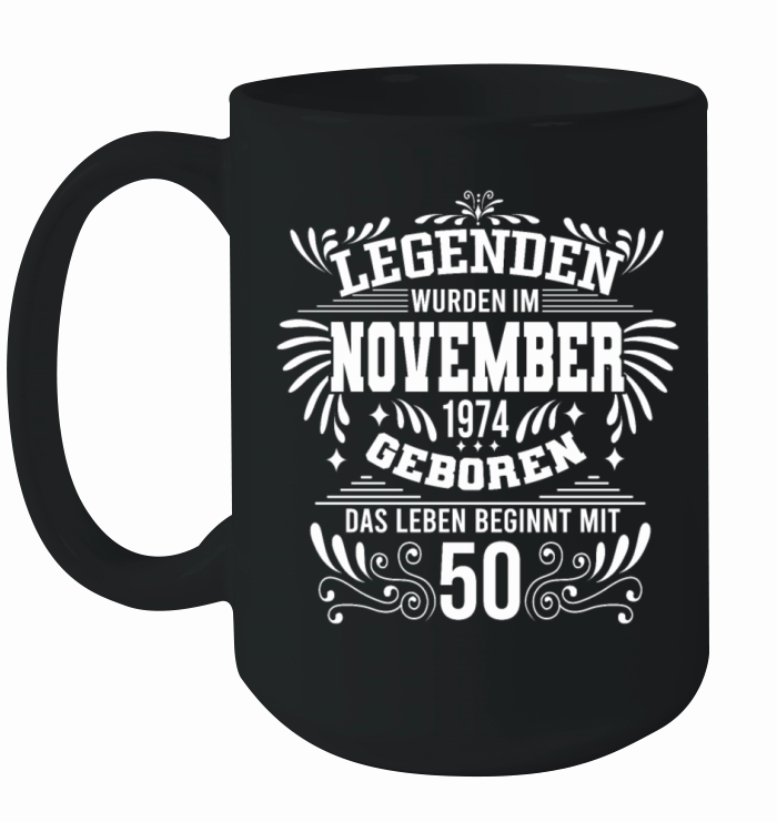50 Birthday Legends Born 1974 November Retro Ceramic Mug