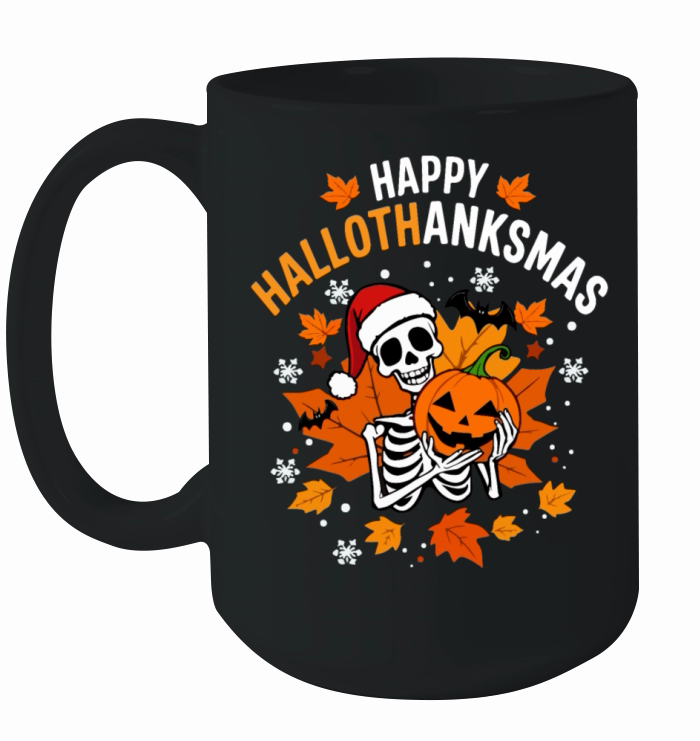 HAPPY HALLOTHANKSMAS Skeleton Ceramic Mug