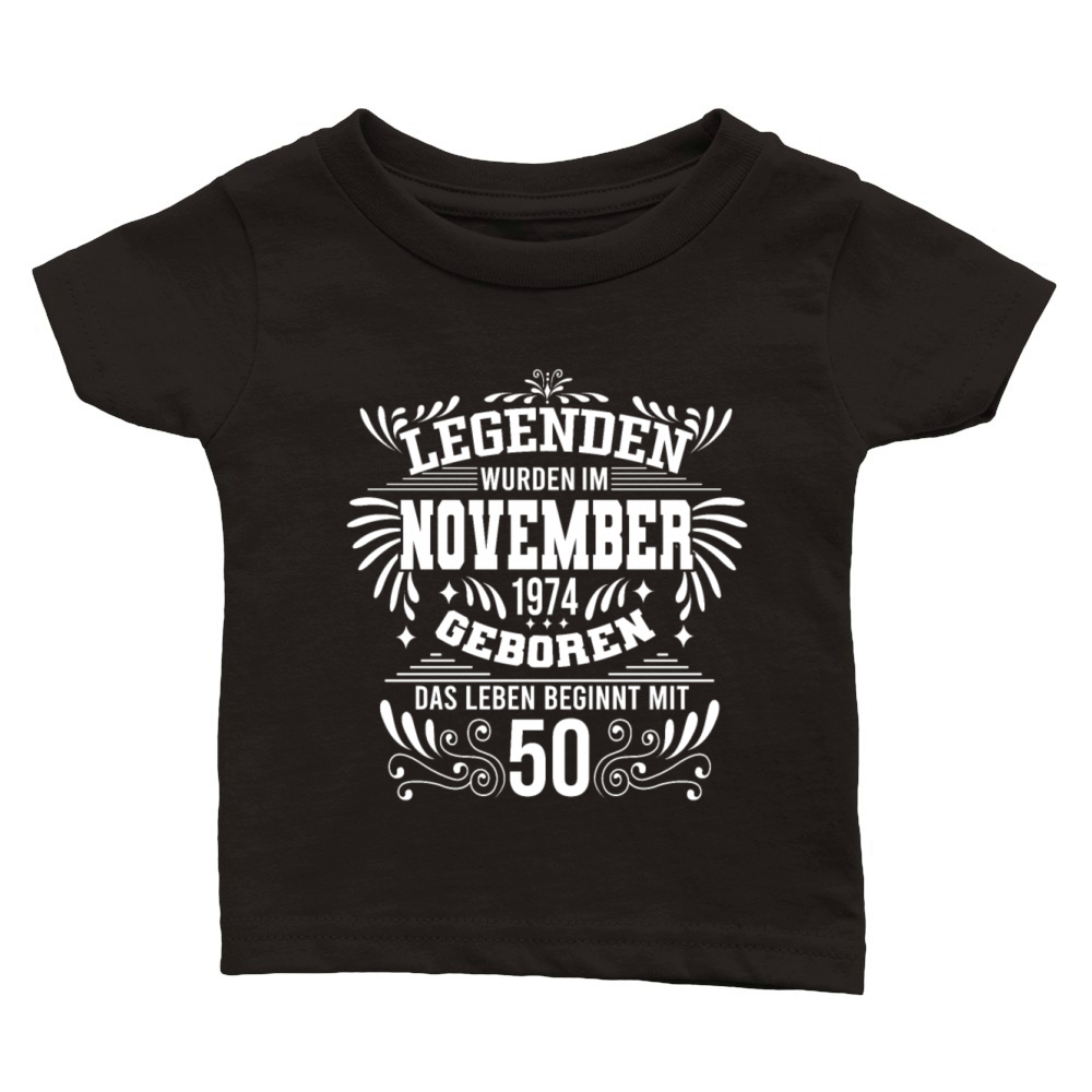 50 Birthday Legends Born 1974 November Retro Classic Baby Crewneck T-shirt