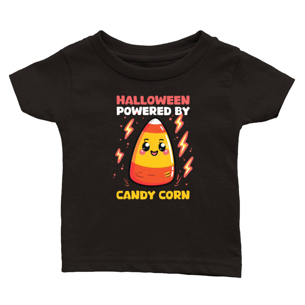 Candy Corn Halloween Powered By Candy Corn Classic Baby Crewneck T-shirt