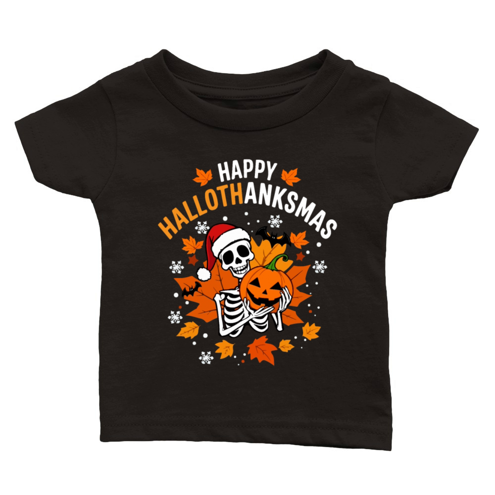 HAPPY HALLOTHANKSMAS Skeleton Classic Baby Crewneck T-shirt