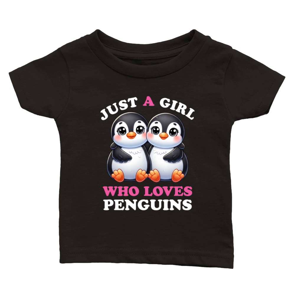 Just a Girl who Loves Penguins Women Penguin Lover Classic Baby Crewneck T-shirt