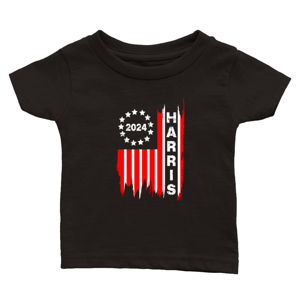 Kamala Harris 2024 PNG Vintage Us Flag Classic Baby Crewneck T-shirt