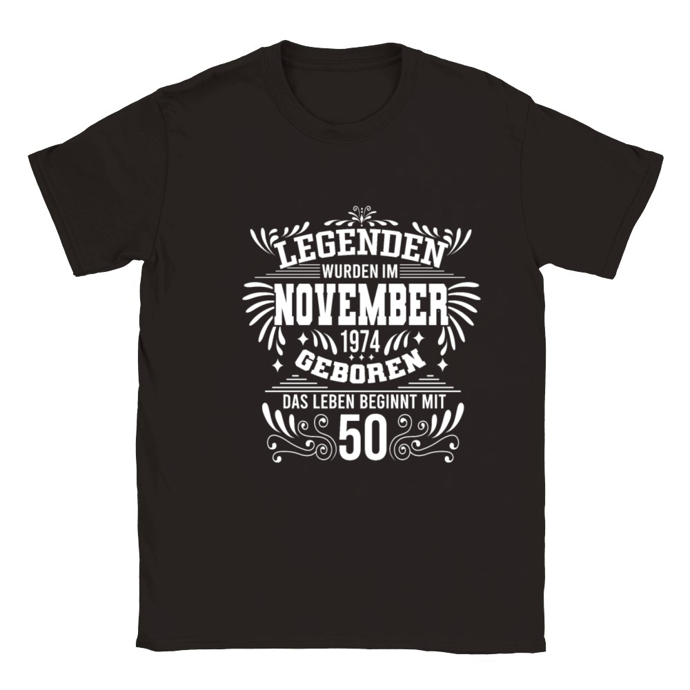 50 Birthday Legends Born 1974 November Retro Classic Kids Crewneck T-shirt