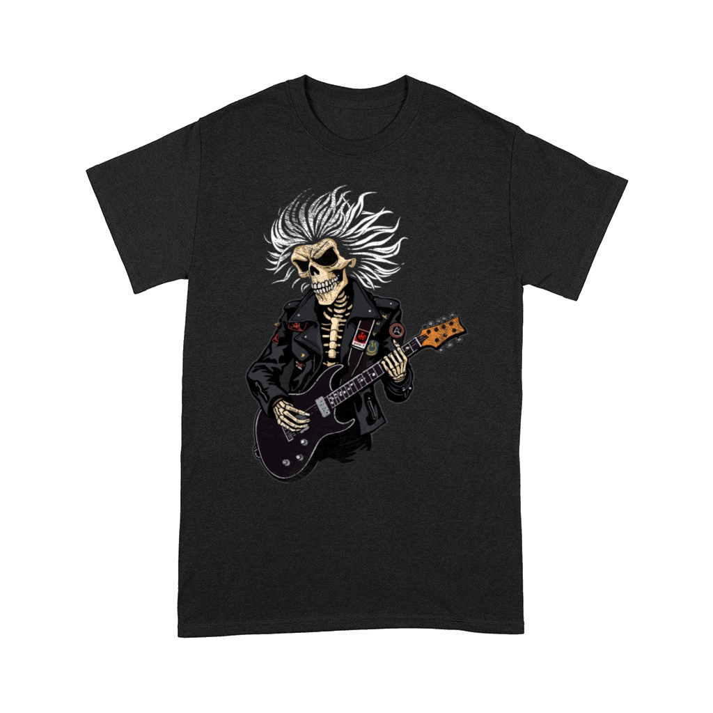Vintage Skeleton Playing Guitar Rock Music Comfort T-shirt