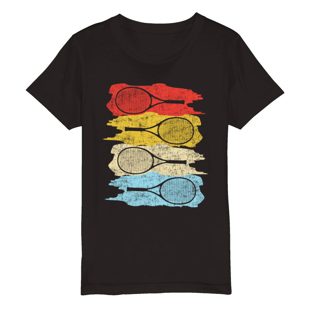Funny Tennis Player Racket Retro Organic Kids Crewneck T-shirt