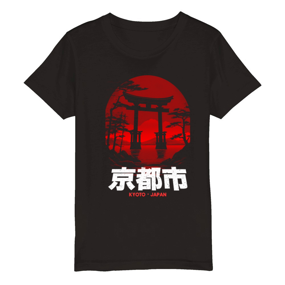 Kyoto City Japan Torii Honshu Kansai Region Nippon Organic Kids Crewneck T-shirt