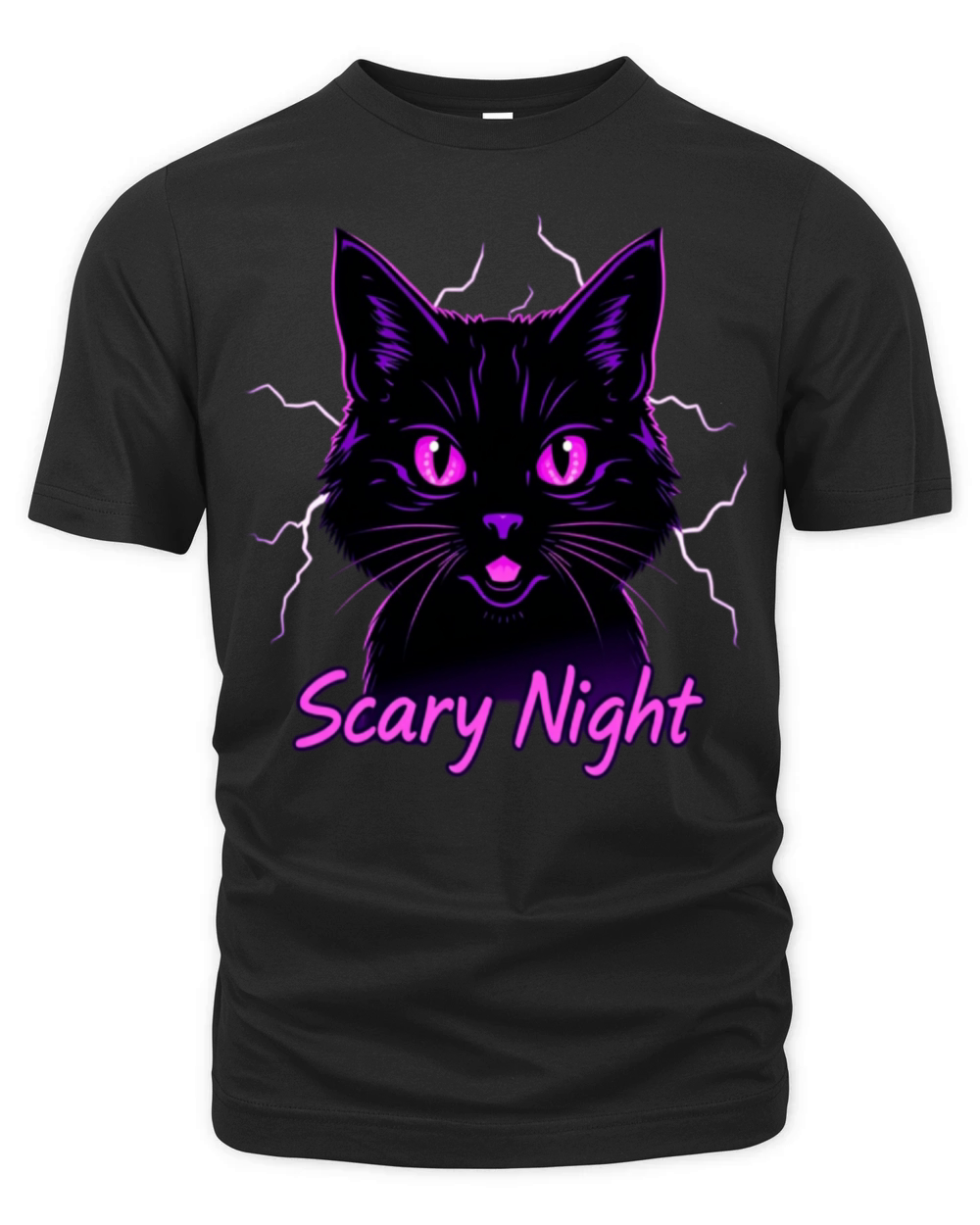 Scary Night Halloween black cat Organic Unisex T-shirt
