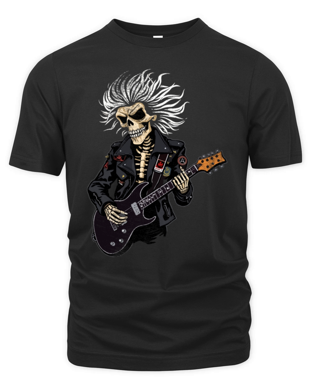 Vintage Skeleton Playing Guitar Rock Music Organic Unisex T-shirt