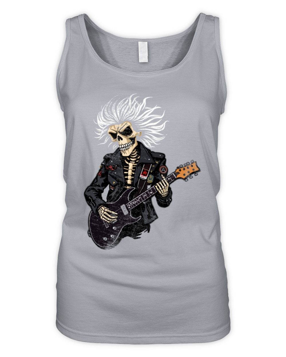 Vintage Skeleton Playing Guitar Rock Music Organic Women's Tank Top