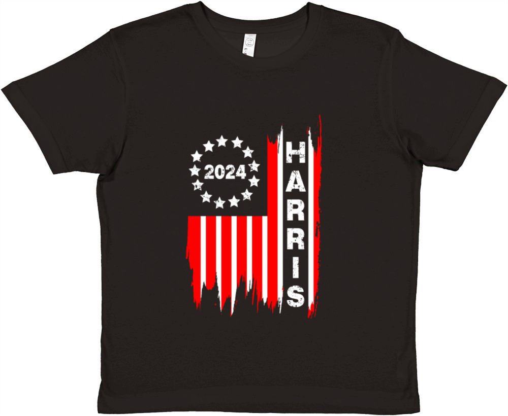 Kamala Harris 2024 PNG Vintage Us Flag Premium Kids Crewneck T-shirt