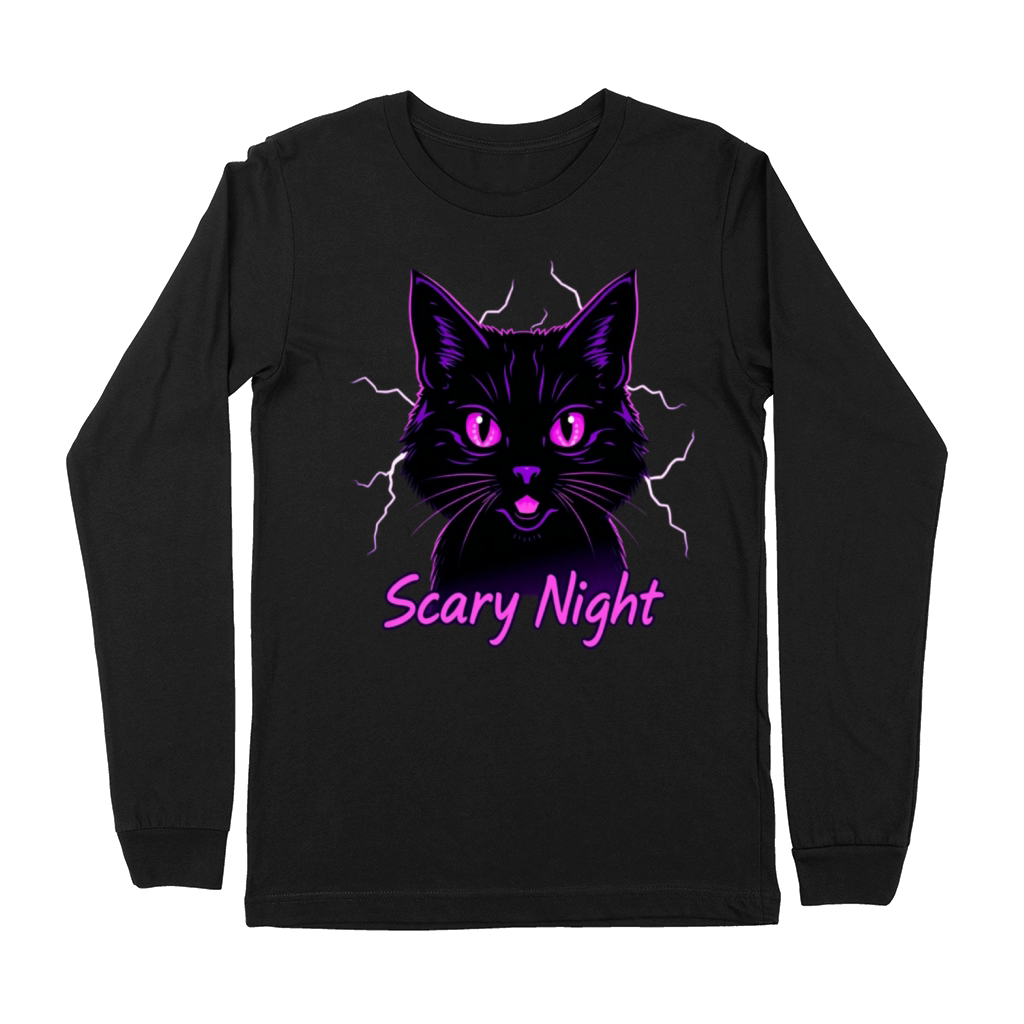 Scary Night Halloween black cat Premium Long Sleeve