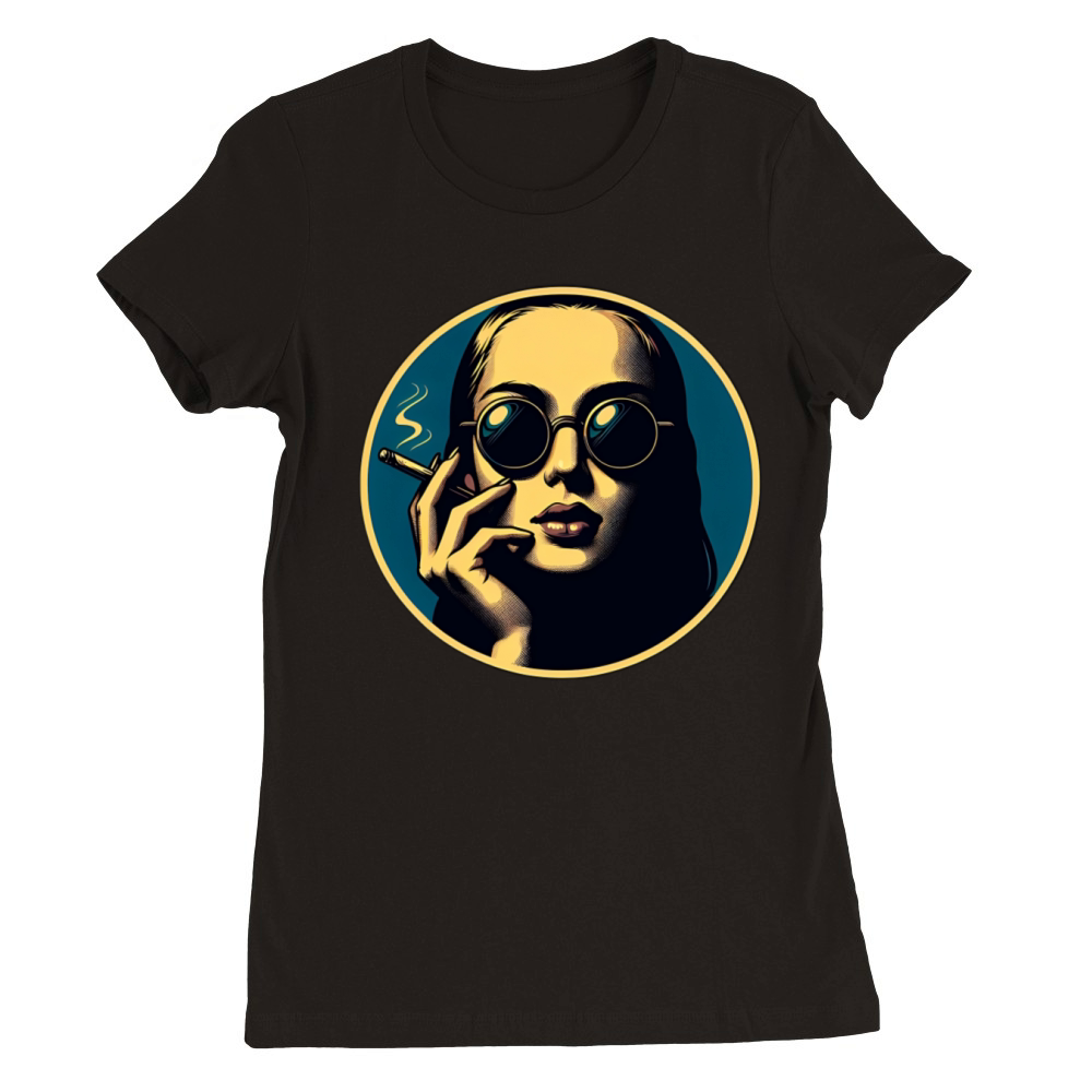 cool stoner girl smoking Premium Womens Crewneck T-shirt