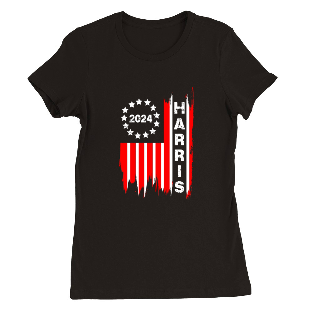 Kamala Harris 2024 PNG Vintage Us Flag Premium Womens Crewneck T-shirt